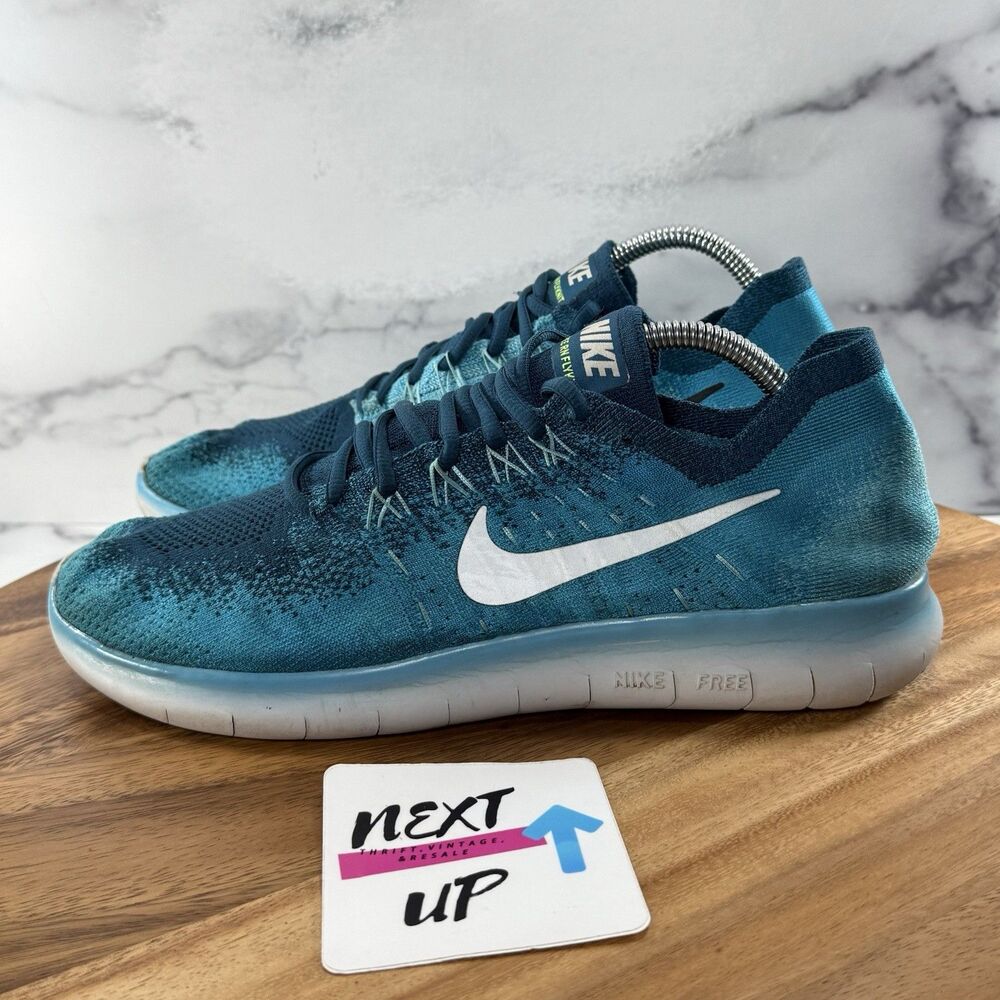 Mens Size 9.5-Nike Free RN Flyknit 2016 Running Shoes Blue Lagoon 880843-400